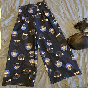 Samantha Pleet size 4 silky polyester moon cropped wide leg high waist pants
